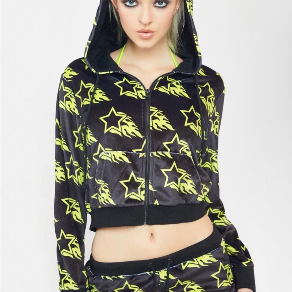 y2k crop velour hoodie